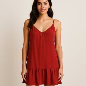 Shein Emery Rose hot pink Cami dress spaghetti strap flounce at bottom Sz XL